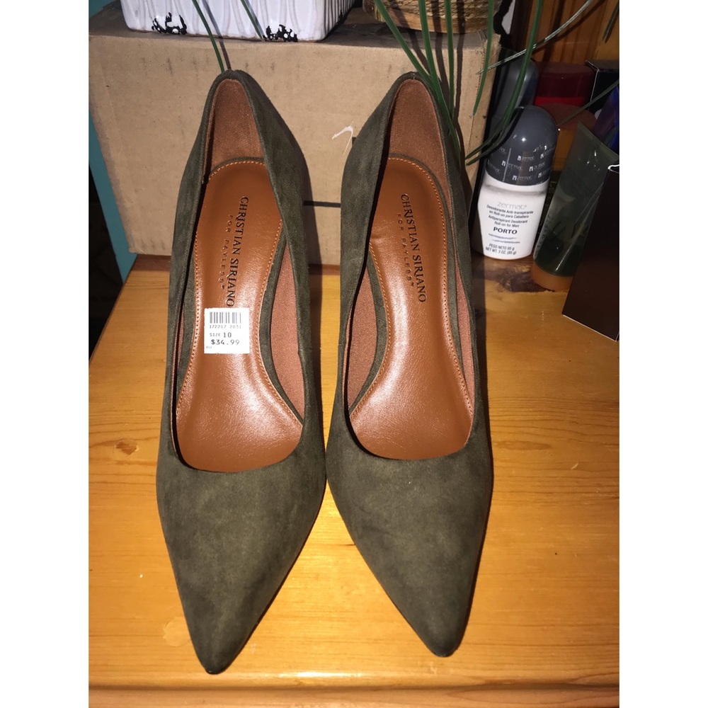 CHRISTIAN SIRIANO MILITARY GREEN HEELS